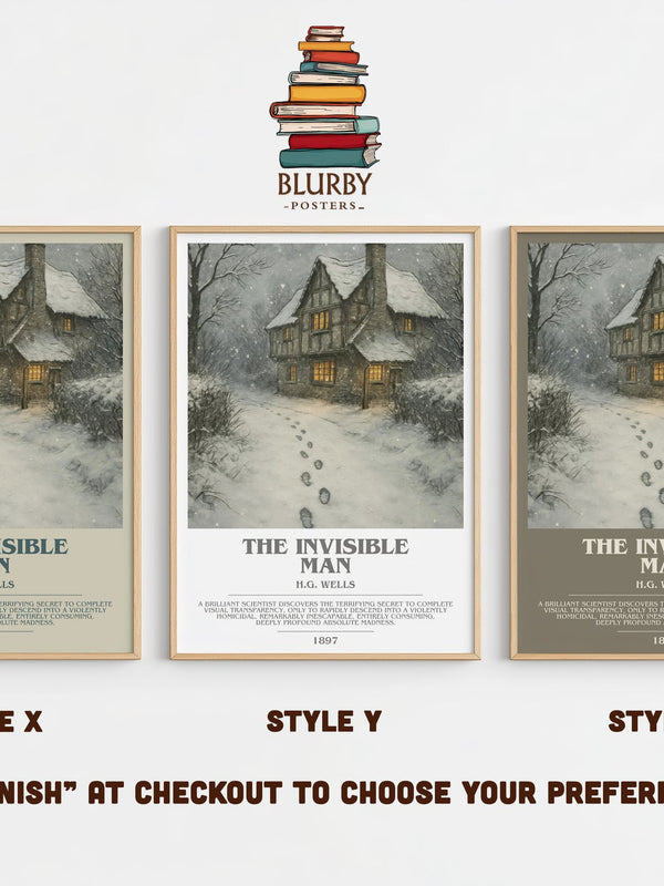 The Invisible Man bookish print in frame leaning in hallway – sci fi wall art