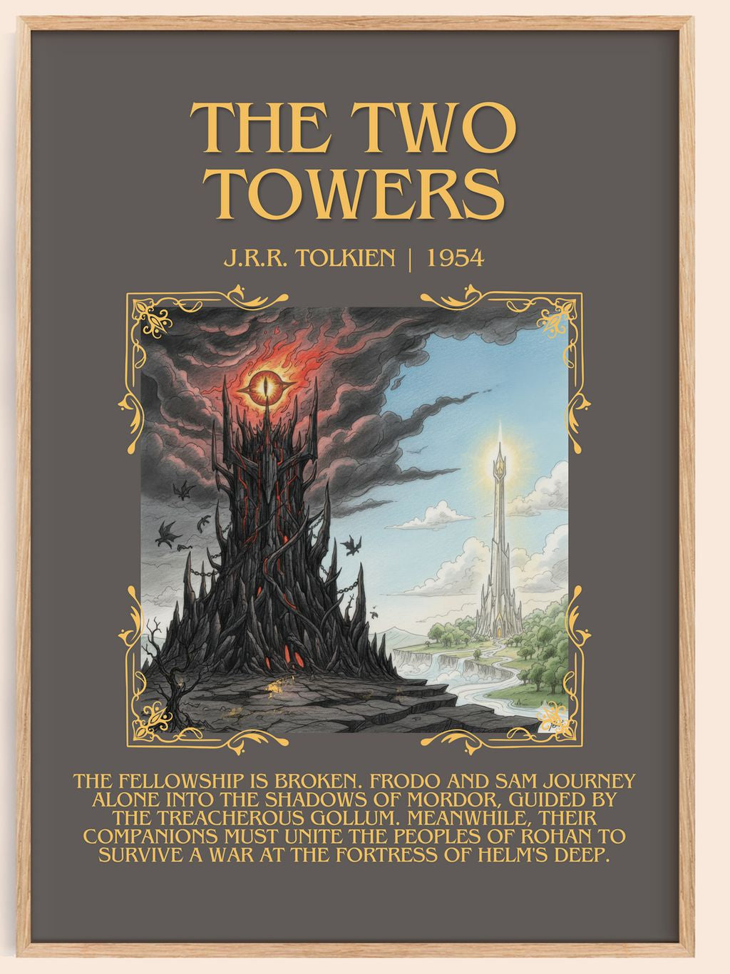 The Two Towers Minimalist Book Poster by J.R.R. Tolkien – book poster