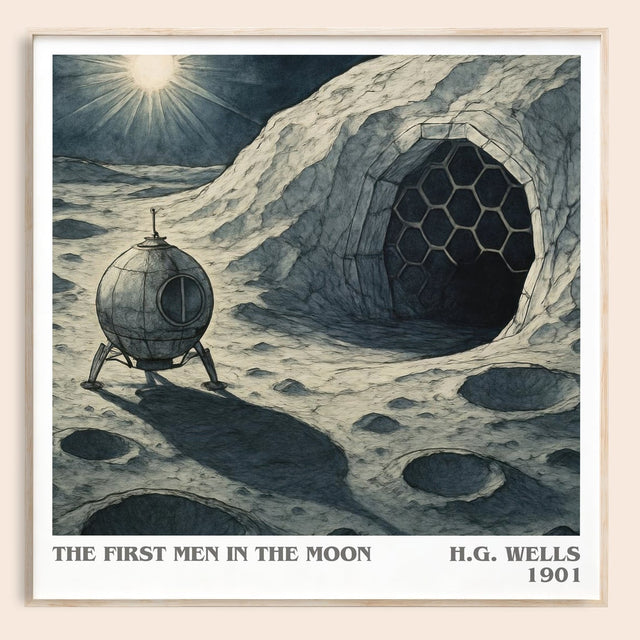The First Men In The Moon Literary Art Print by H.G. Wells