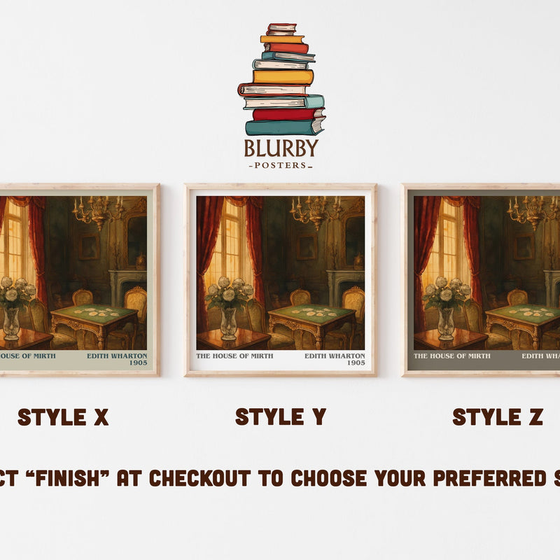 The House Of Mirth literary print in frame leaning in hallway – classic literature wall art