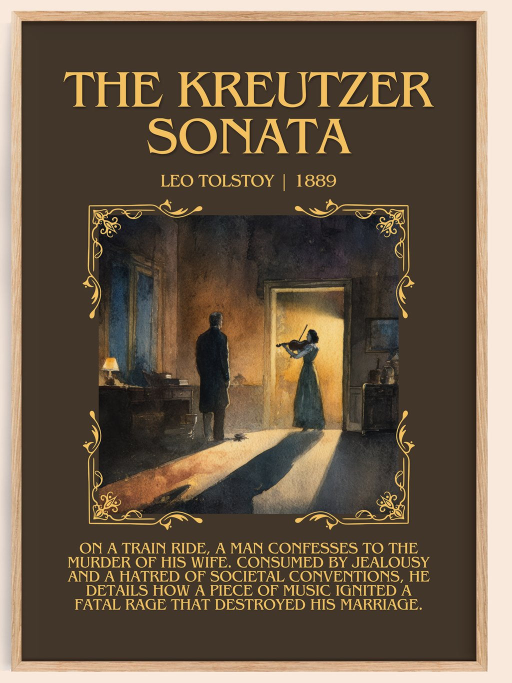 The Kreutzer Sonata Minimalist Book Poster by Leo Tolstoy – book poster