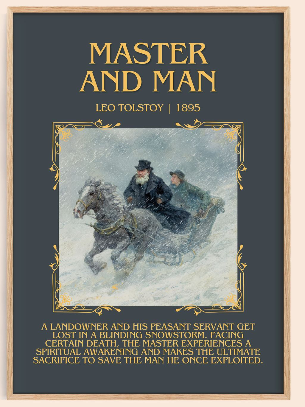 Master And Man Minimalist Book Poster by Leo Tolstoy – book poster