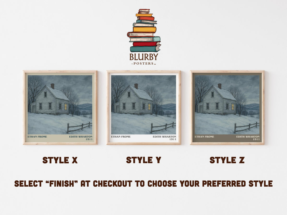 Ethan Frome literary print in frame leaning in hallway – classic literature wall art (mockup)