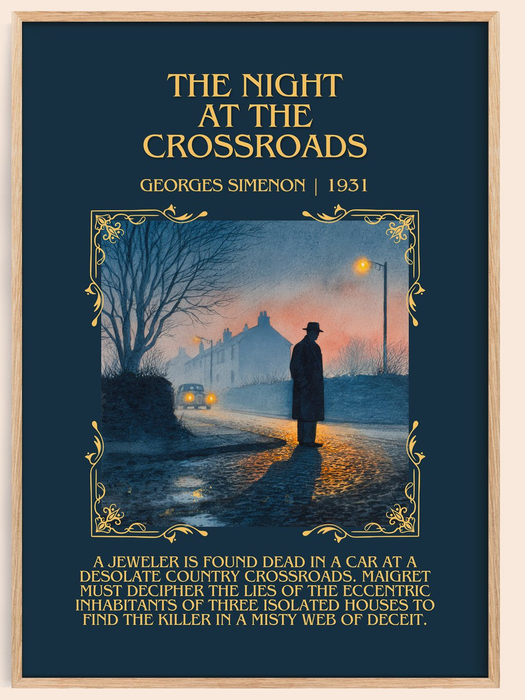 The Night At The Crossroads Minimalist Book Poster by Georges Simenon – book poster