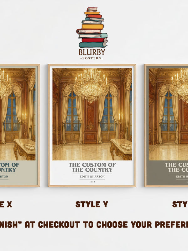 The Custom Of The Country book cover print in frame leaning in hallway – classic literature wall art