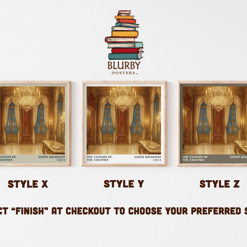 The Custom Of The Country literary print in frame leaning in hallway – classic literature wall art