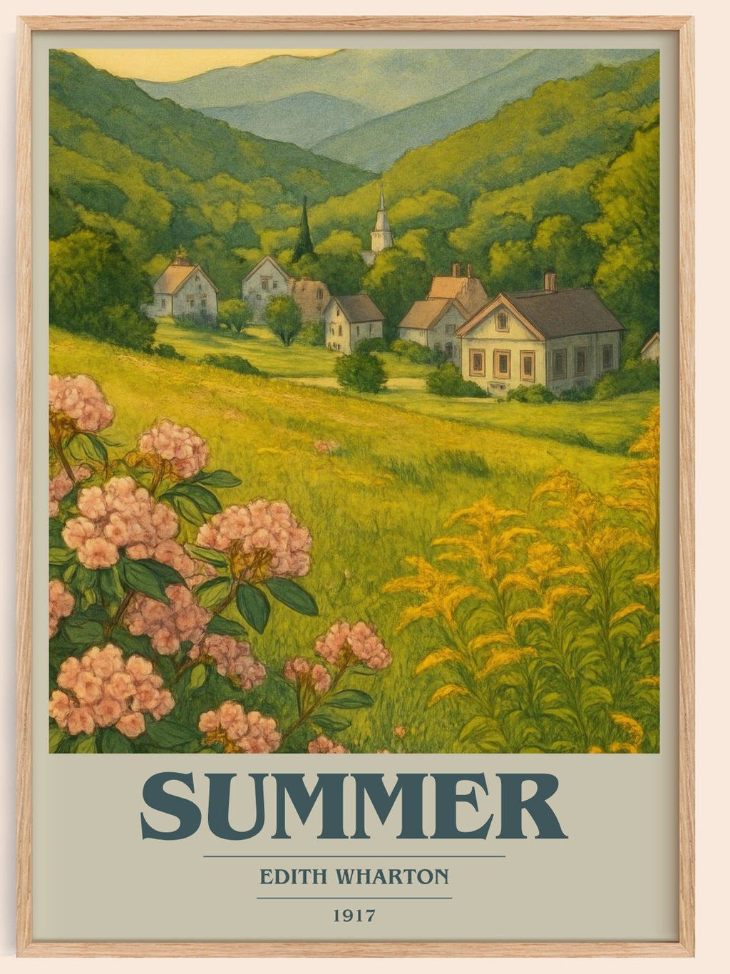 Summer book cover book poster by Edith Wharton – framed literary art print