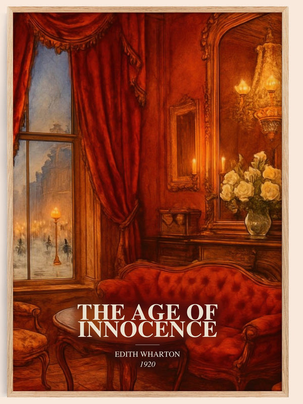 The Age Of Innocence watercolour book poster by Edith Wharton – framed literary art print