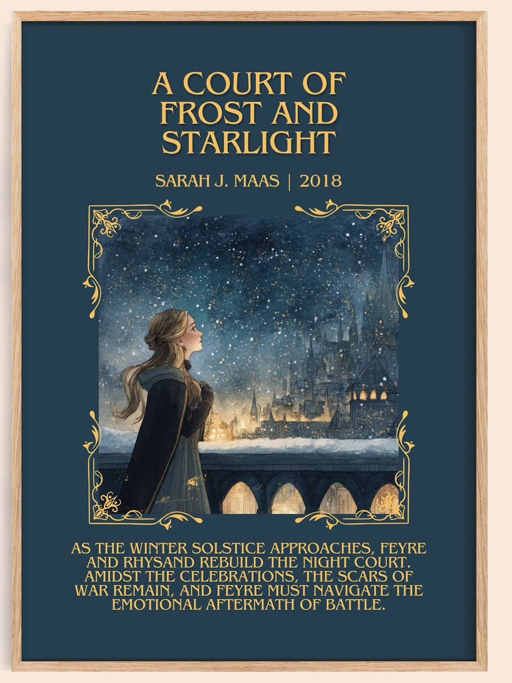 A Court Of Frost And Starlight Minimalist Book Poster by Sarah J. Maas – book poster