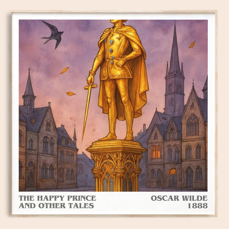 The Happy Prince And Other Tales literary book poster by Oscar Wilde – framed literary art print