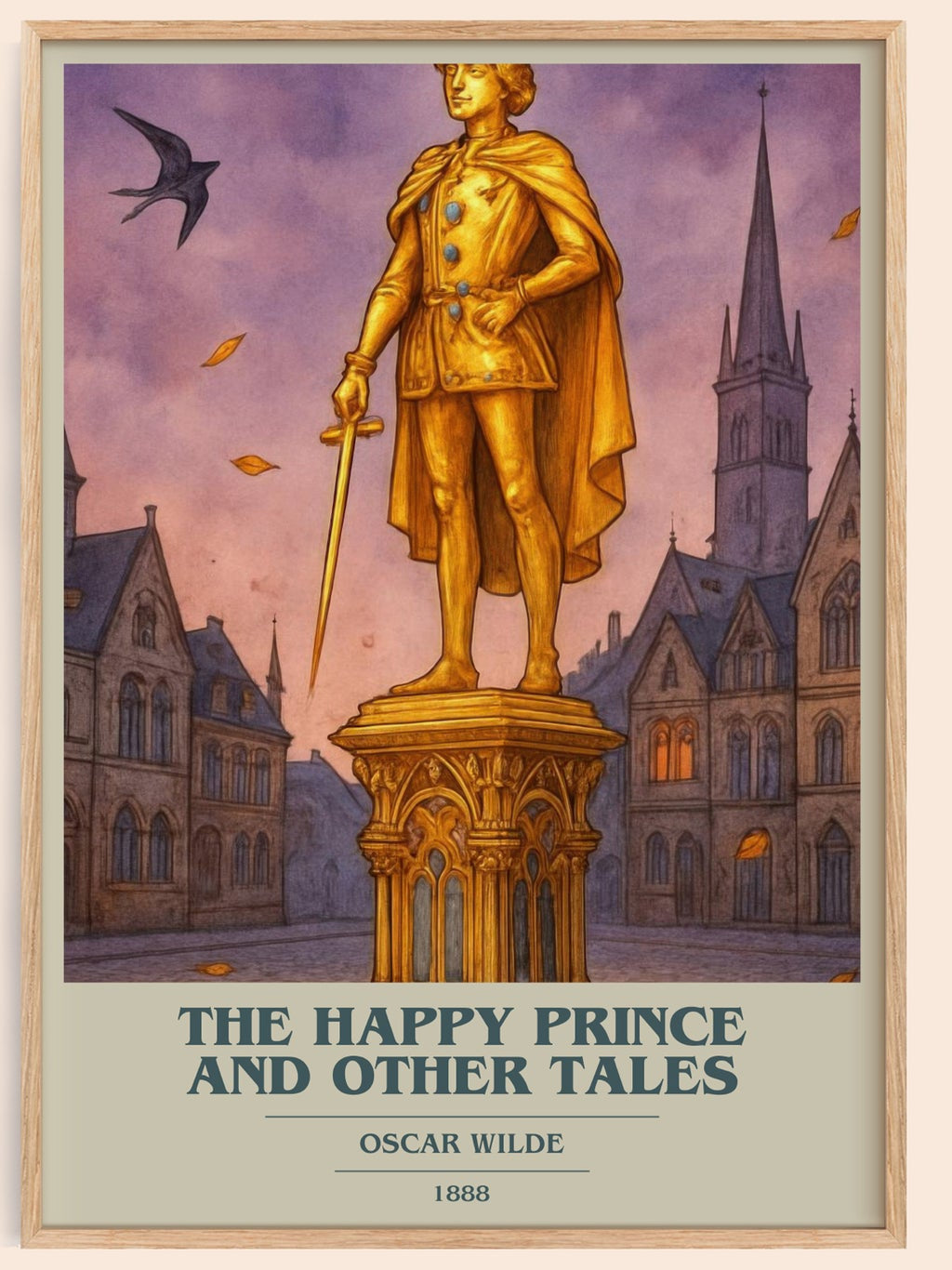 The Happy Prince And Other Tales book cover book poster by Oscar Wilde – framed literary art print