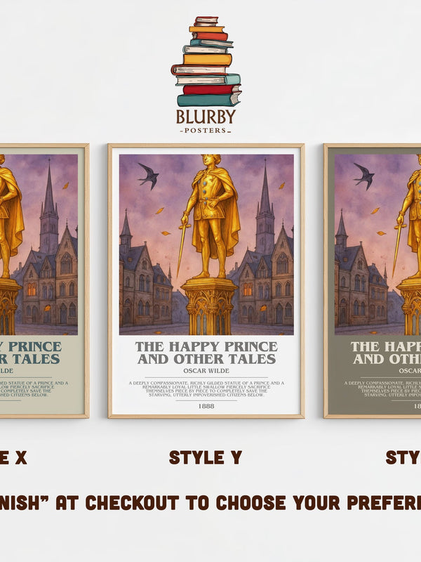 The Happy Prince And Other Tales bookish print in frame leaning in hallway – childrens wall art