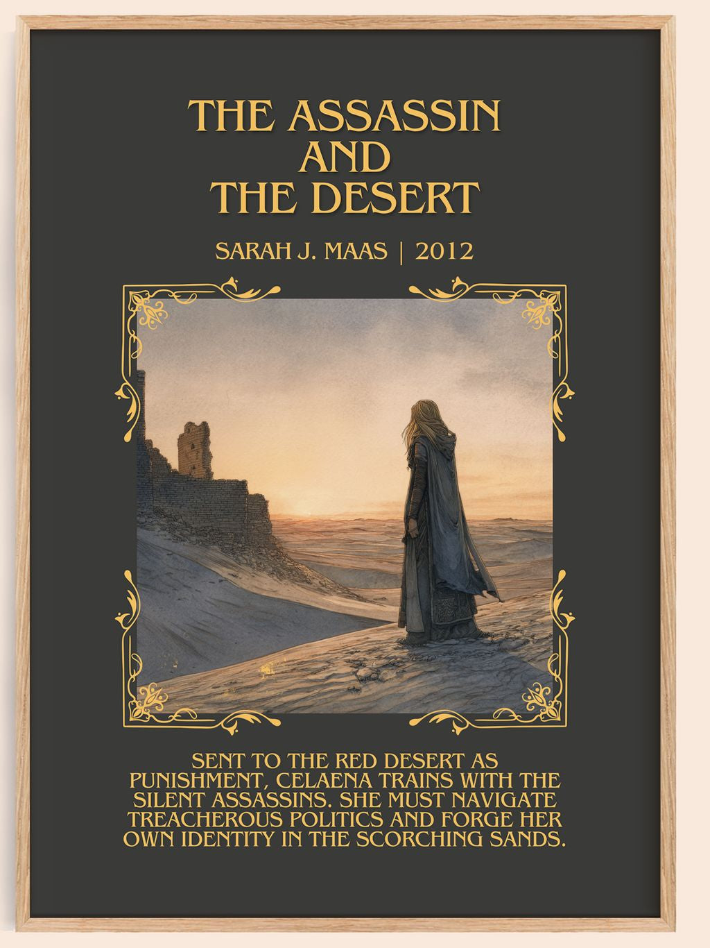 The Assassin And The Desert Minimalist Book Poster by Sarah J. Maas – book poster