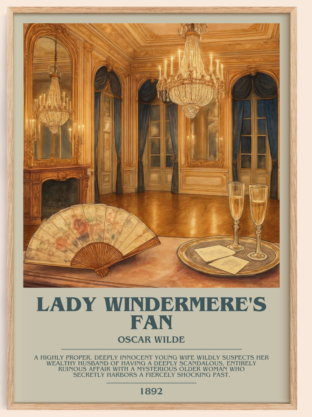 Lady Windermere's Fan bookish book poster by Oscar Wilde – framed literary art print