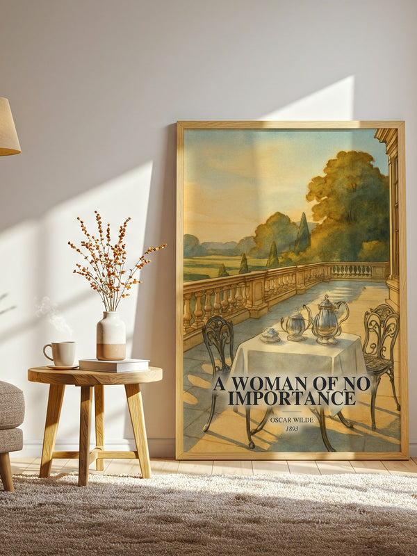 A Woman Of No Importance watercolour print in frame leaning in hallway – classic literature wall art