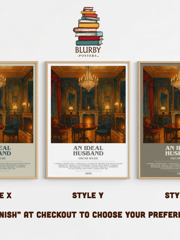 An Ideal Husband bookish print in frame leaning in hallway – classic literature wall art