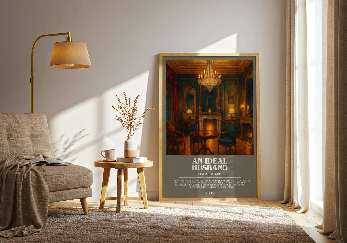 An Ideal Husband bookish print on bookshelf – Oscar Wilde fan gift