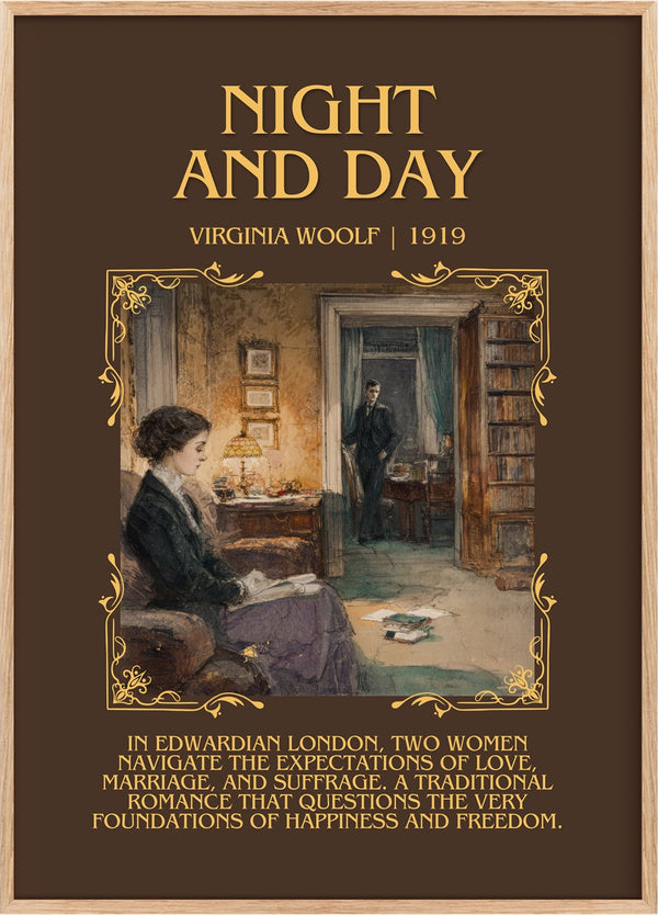 Night And Day Minimalist Book Poster by Virginia Woolf