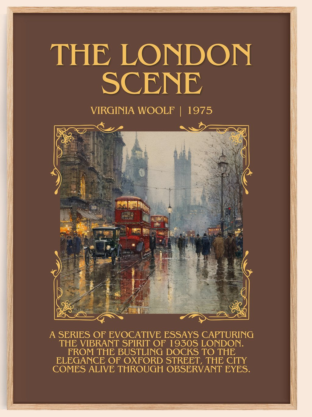 The London Scene Minimalist Book Poster by Virginia Woolf – book poster