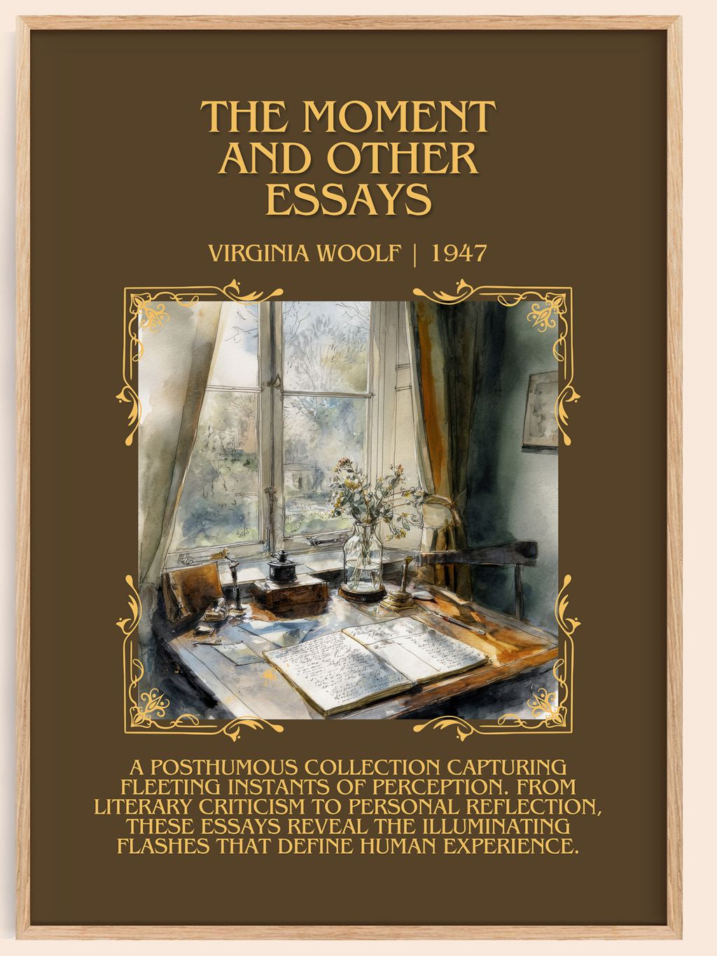 The Moment And Other Essays Minimalist Book Poster by Virginia Woolf – book poster