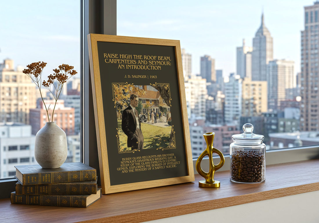 Raise High The Roof Beam, Carpenters And Seymour: An Introduction – framed print on a city-view windowsill