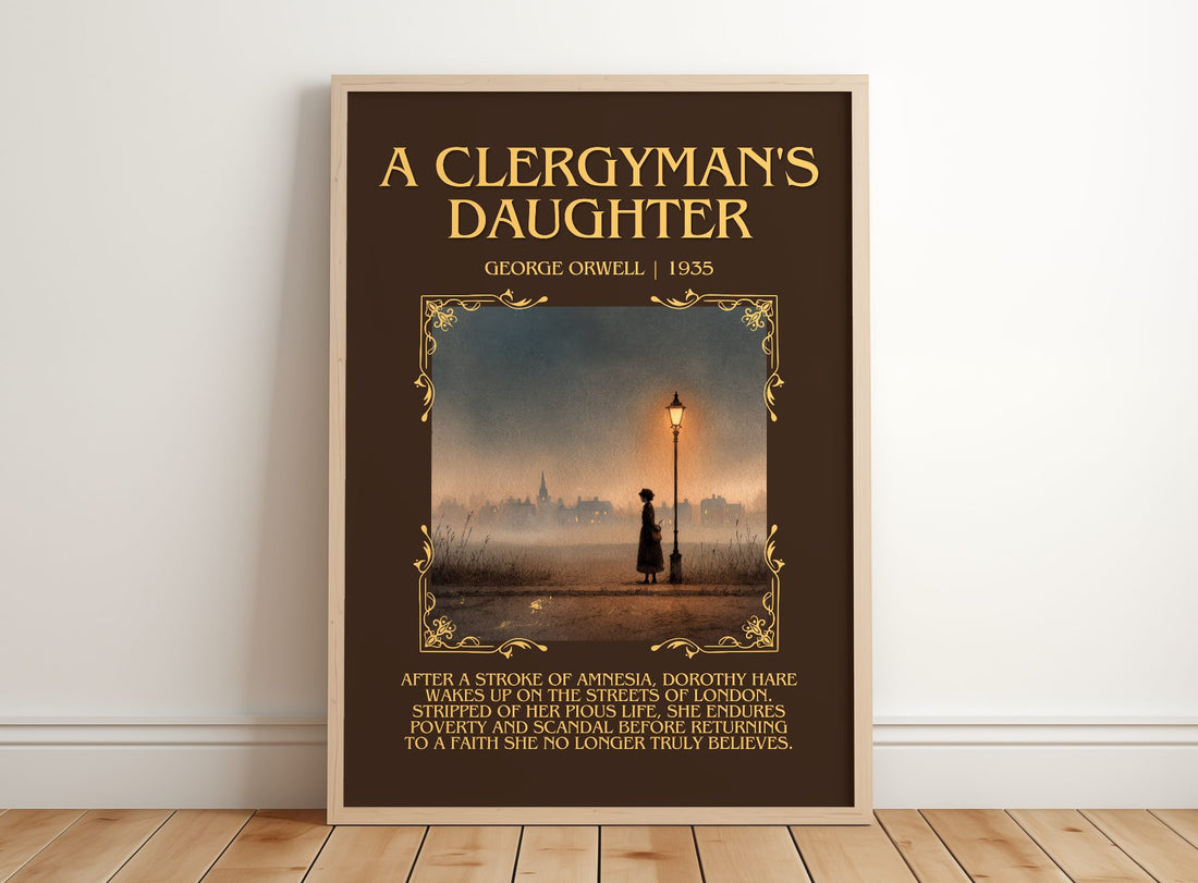 A Clergyman'S Daughter Minimalist Book Poster by George Orwell – framed print leaning on a wooden floor