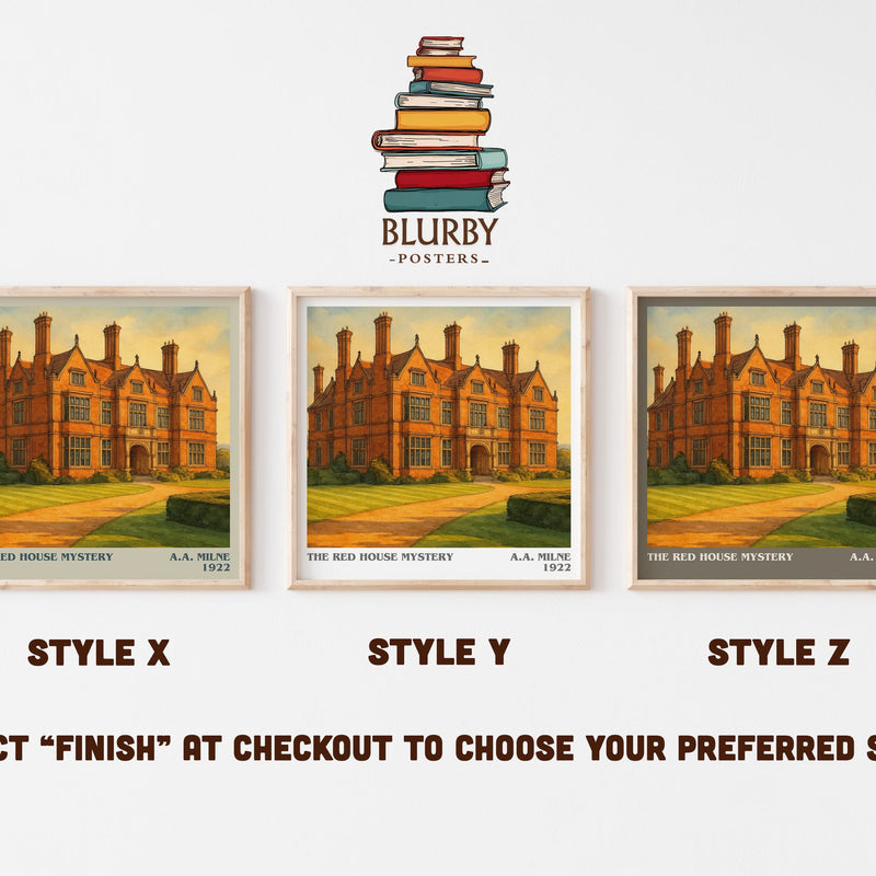 the red house mystery literary print in frame leaning in hallway – mystery wall art