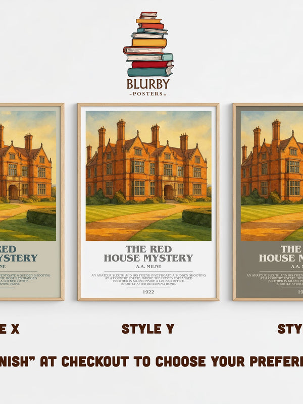 the red house mystery bookish print in frame leaning in hallway – mystery wall art