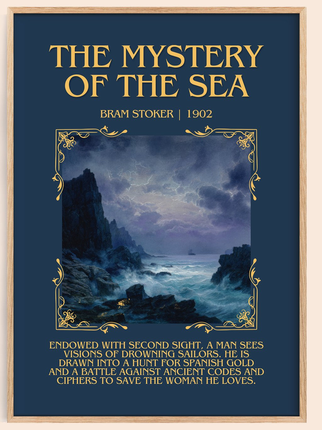 The Mystery Of The Sea Minimalist Book Poster by Bram Stoker – book poster