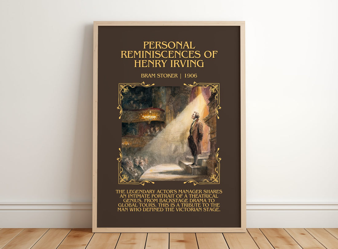 Personal Reminiscences Of Henry Irving Minimalist Book Poster – framed print leaning on a wooden floor