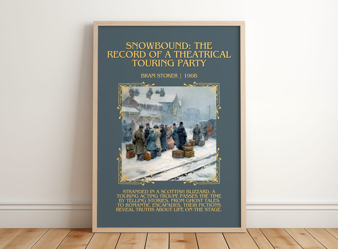 Snowbound: The Record Of A Theatrical Touring Party Minimalist Book – framed print leaning on a wooden floor