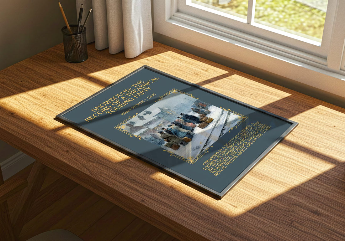 Snowbound: The Record Of A Theatrical Touring Party Minimalist Book – print on a sunlit desk