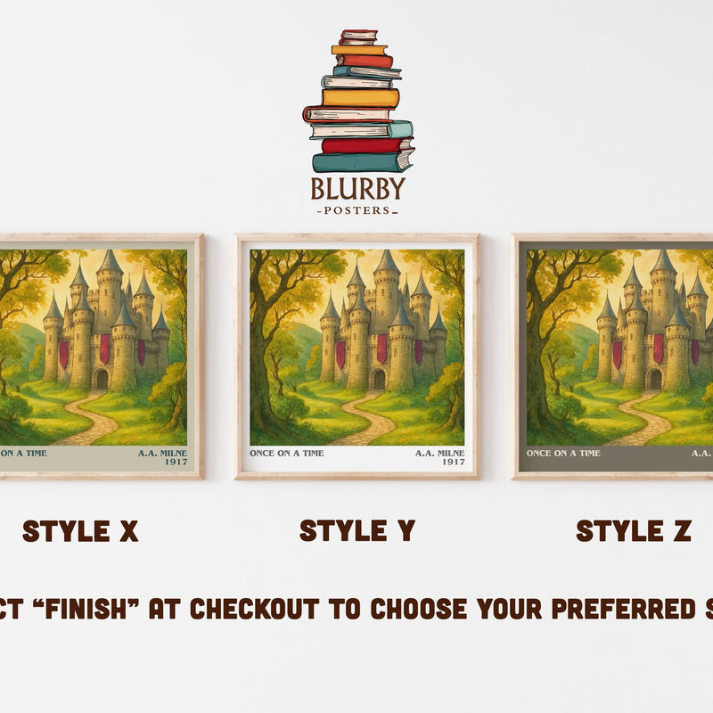 once on a time literary print in frame leaning in hallway – childrens wall art