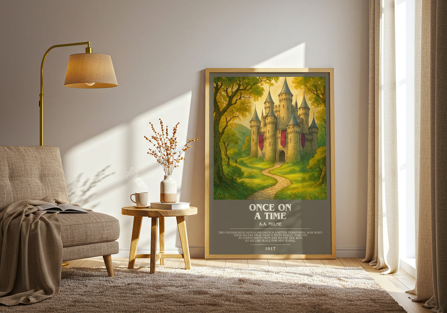 once on a time bookish print on bookshelf – a.a. milne fan gift