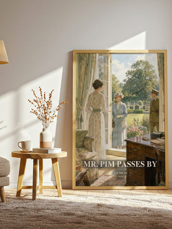 Mr. Pim Passes By watercolour print in frame leaning in hallway – classic literature wall art