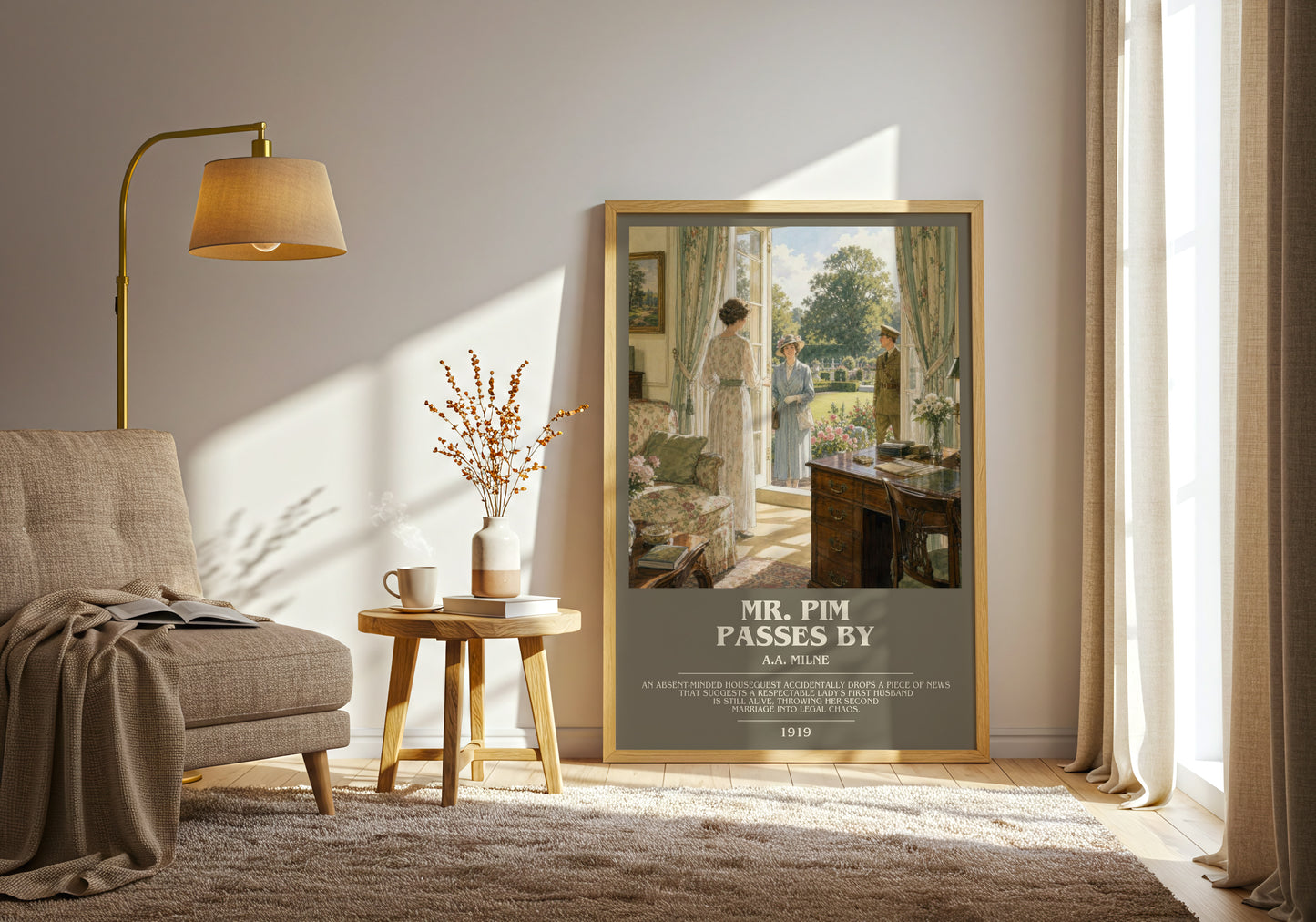 Mr. Pim Passes By bookish print on bookshelf – A.A. Milne fan gift