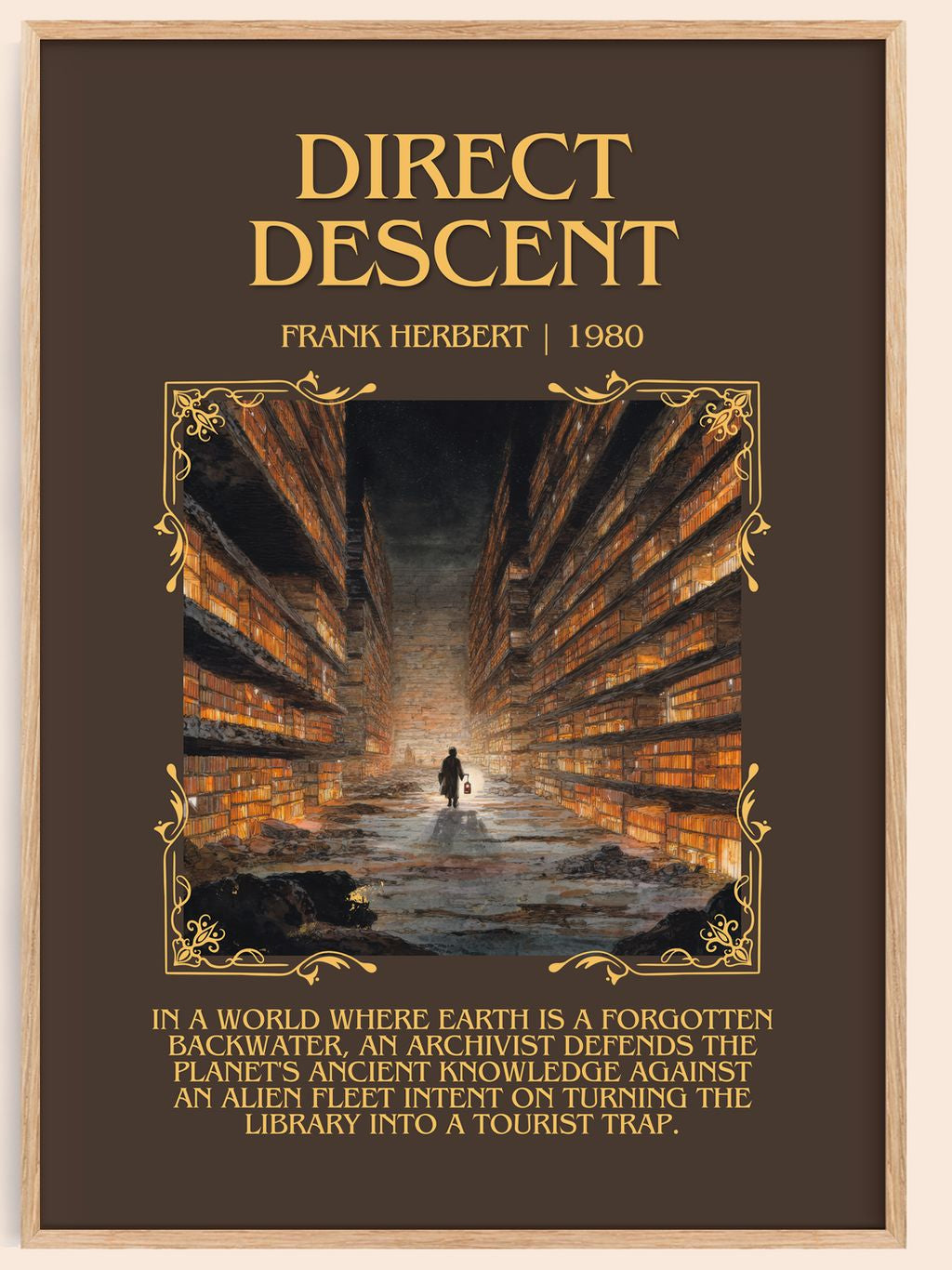 Direct Descent Minimalist Book Poster by Frank Herbert – book poster