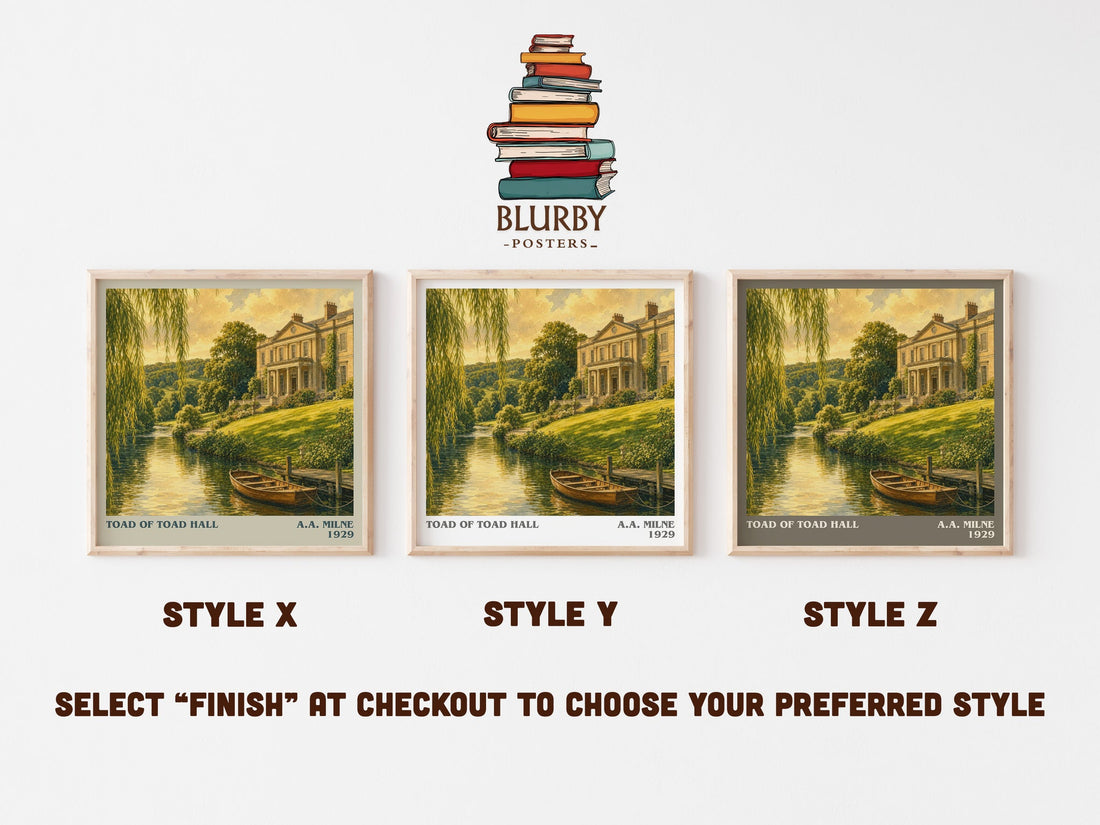 Toad Of Toad Hall literary print in frame leaning in hallway – childrens wall art (mockup)