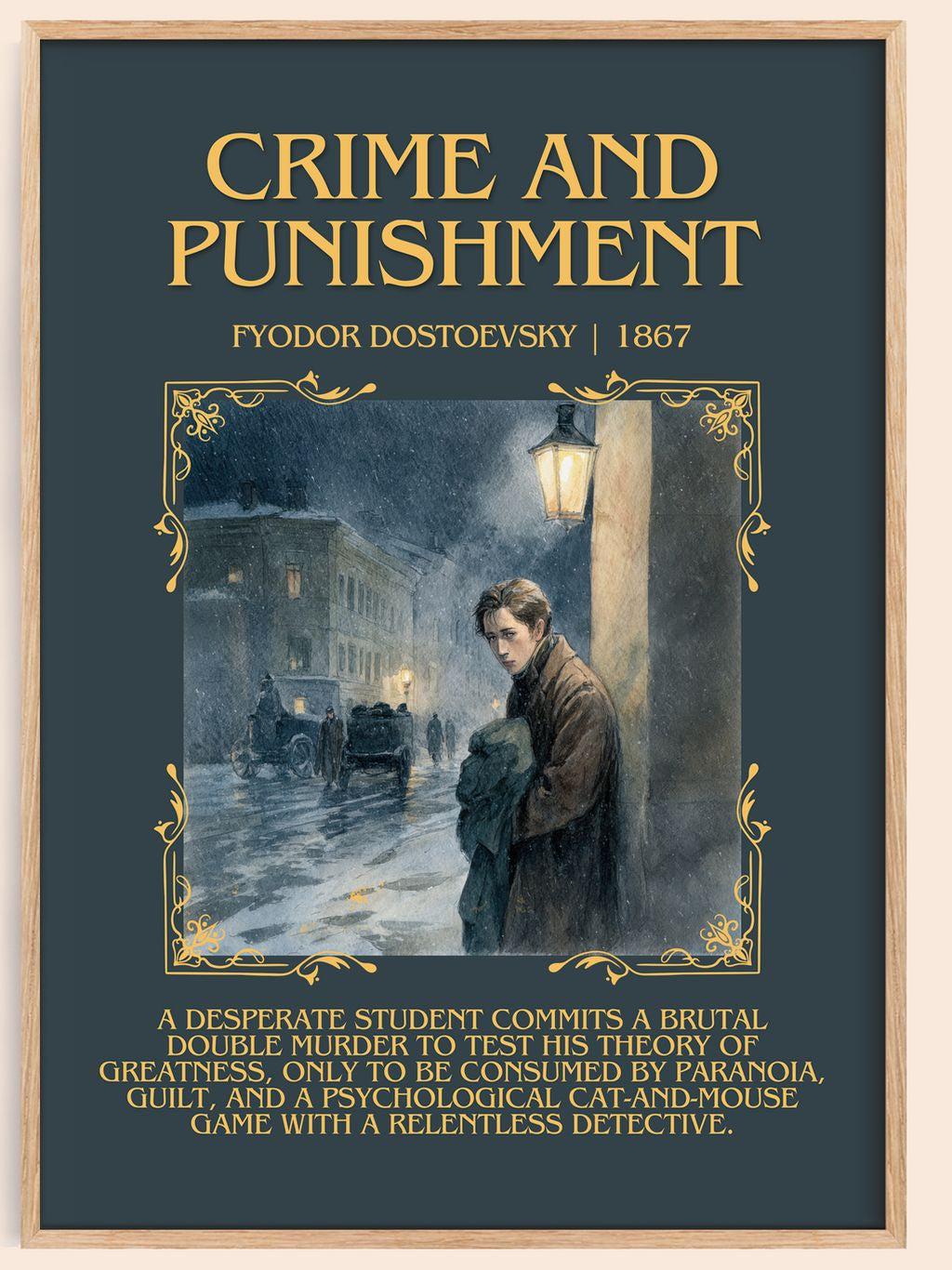 Crime And Punishment Minimalist Book Poster by Fyodor Dostoevsky – book poster