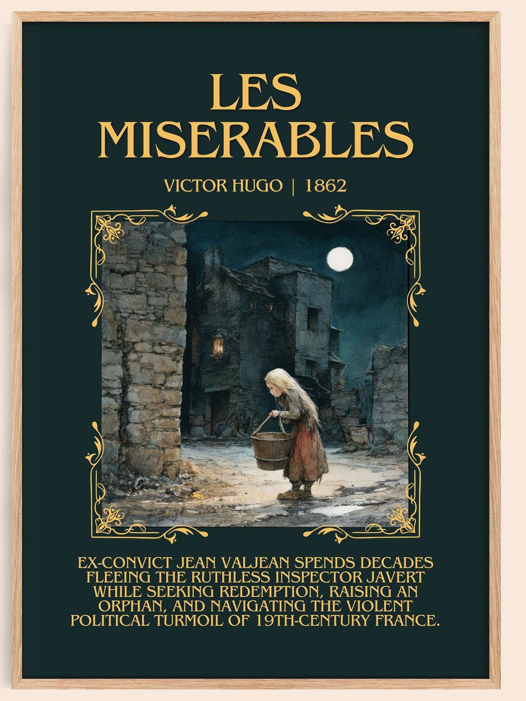 Les Misérables Minimalist Book Poster by Victor Hugo – book poster