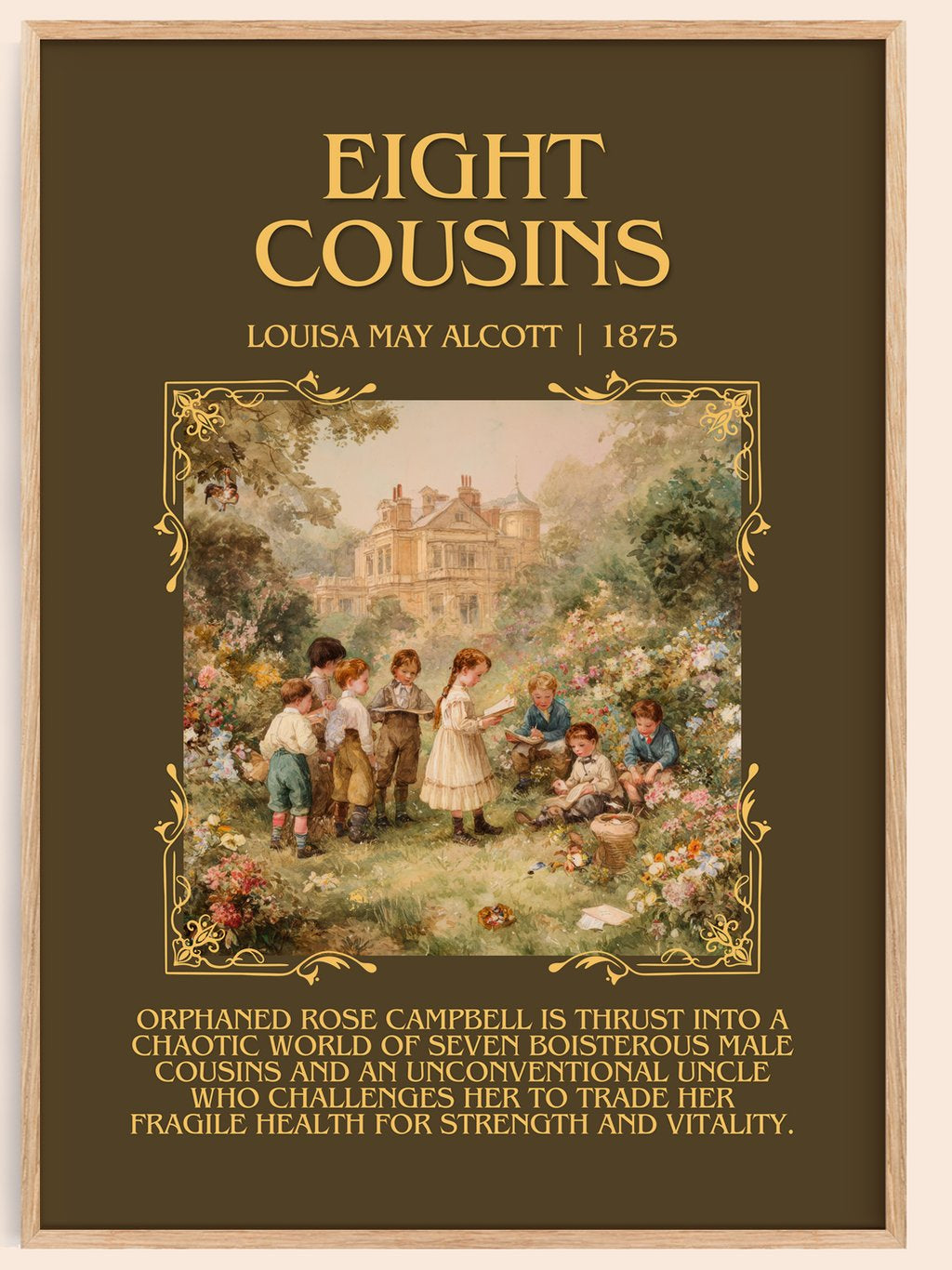 Eight Cousins Minimalist Book Poster by Louisa May Alcott – book poster