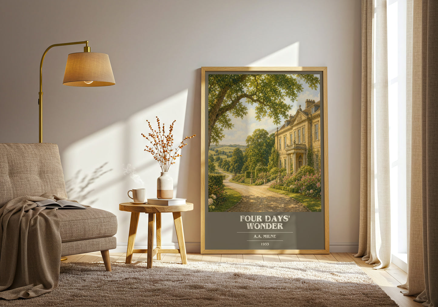 Four Days' Wonder book cover print on bookshelf – A.A. Milne fan gift