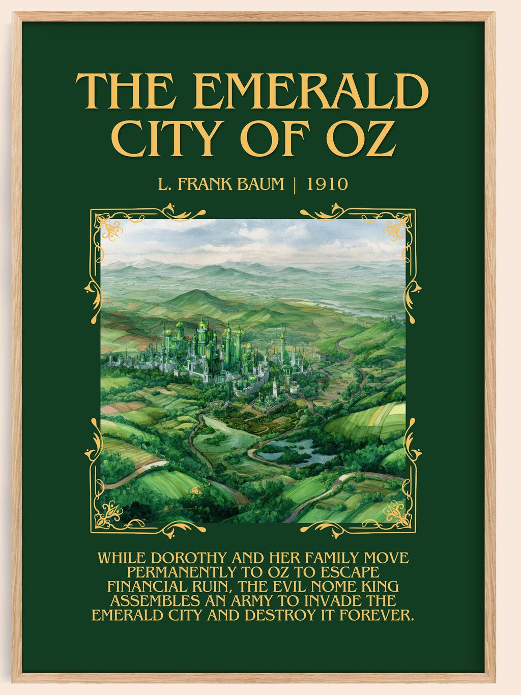 The Emerald City Of Oz Minimalist Book Poster by L. Frank Baum – book poster