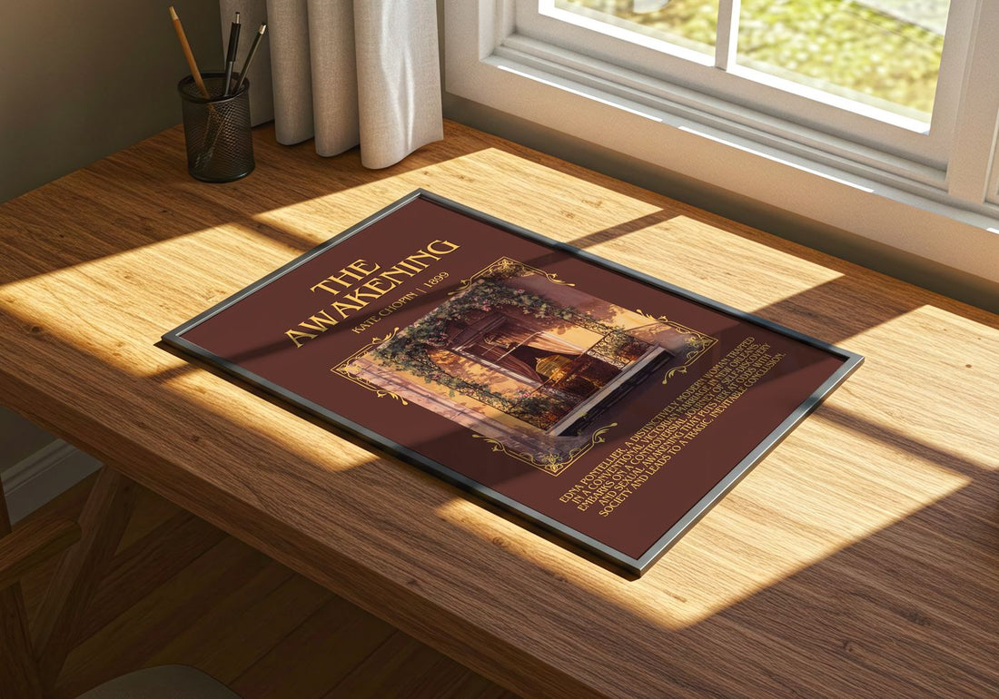 The Awakening Minimalist Book Poster by Kate Chopin – print on a sunlit desk