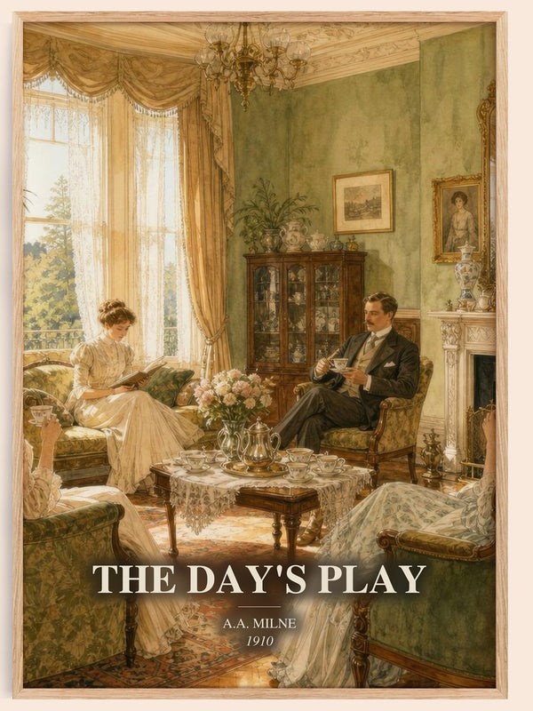 The Day'S Play watercolour book poster by A.A. Milne – framed literary art print
