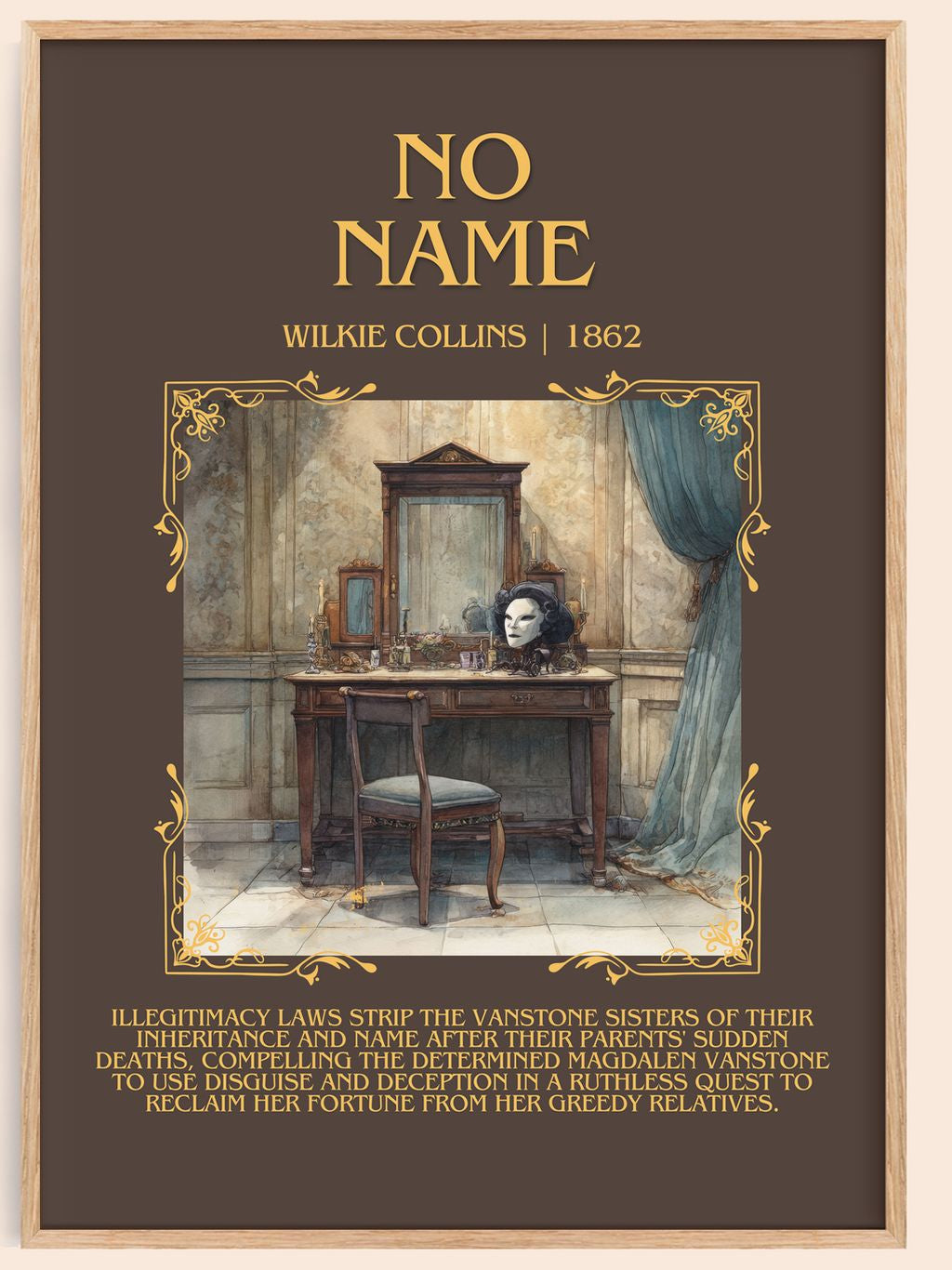No Name Minimalist Book Poster by Wilkie Collins – book poster
