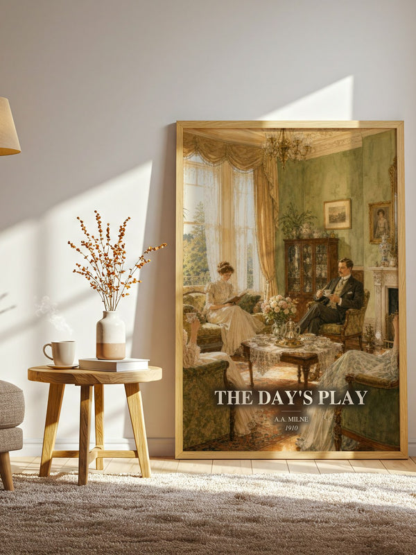 The Day'S Play watercolour print in frame leaning in hallway – non fiction wall art