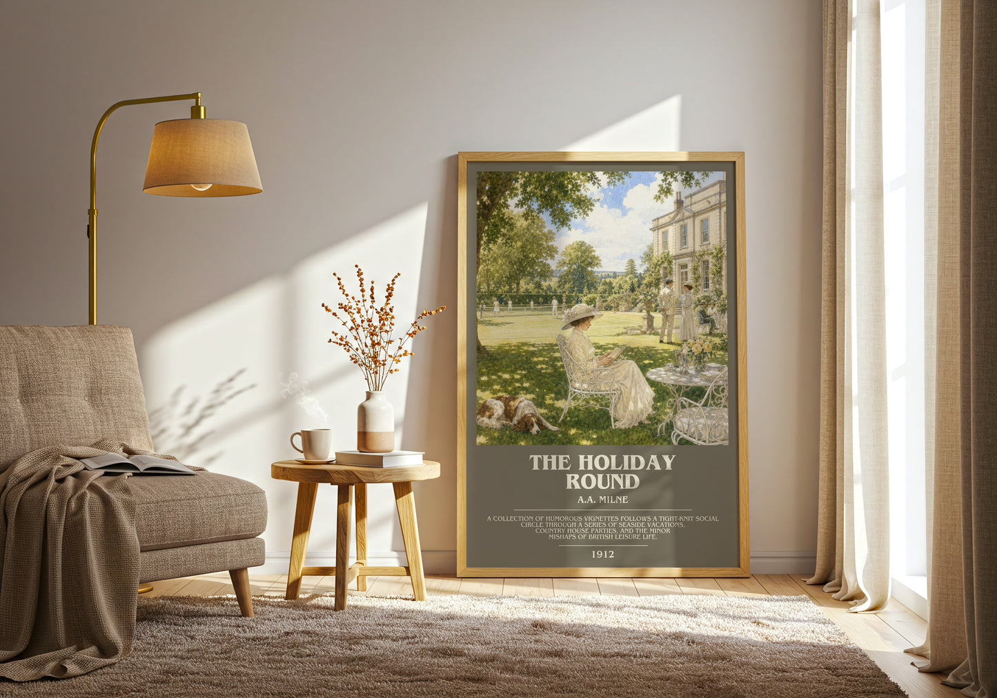 The Holiday Round bookish print on bookshelf – A.A. Milne fan gift