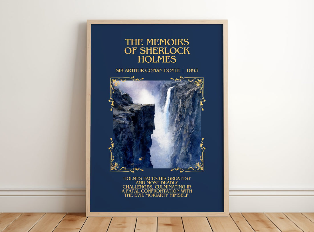 Memoirs Of Sherlock Holmes Minimalist Book Poster by S. Doyle – framed print leaning on a wooden floor