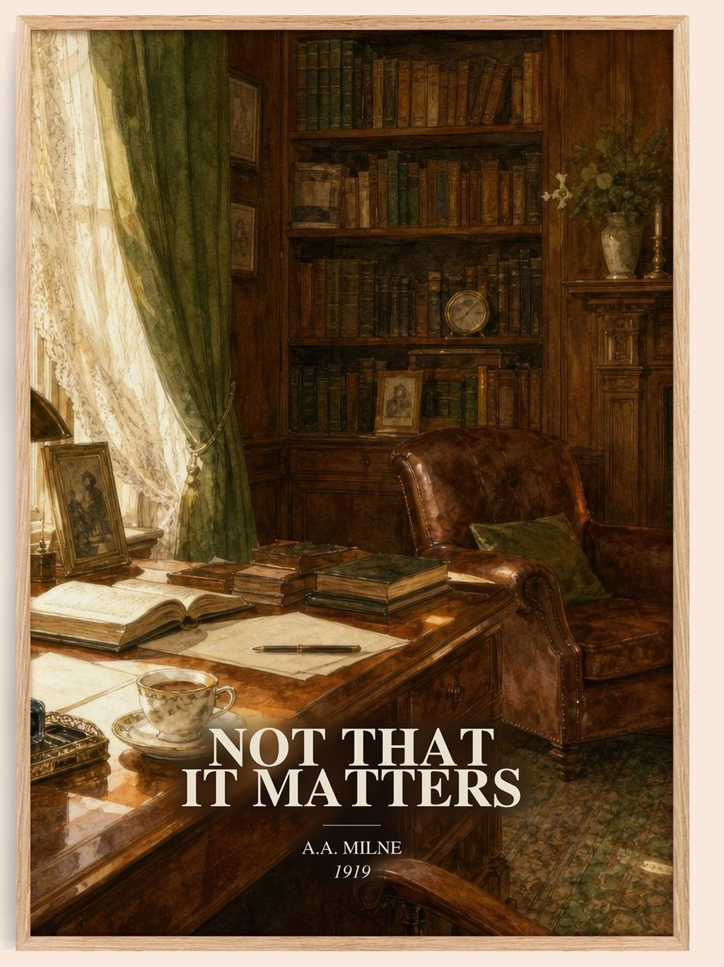 Not That It Matters watercolour book poster by A.A. Milne – framed literary art print